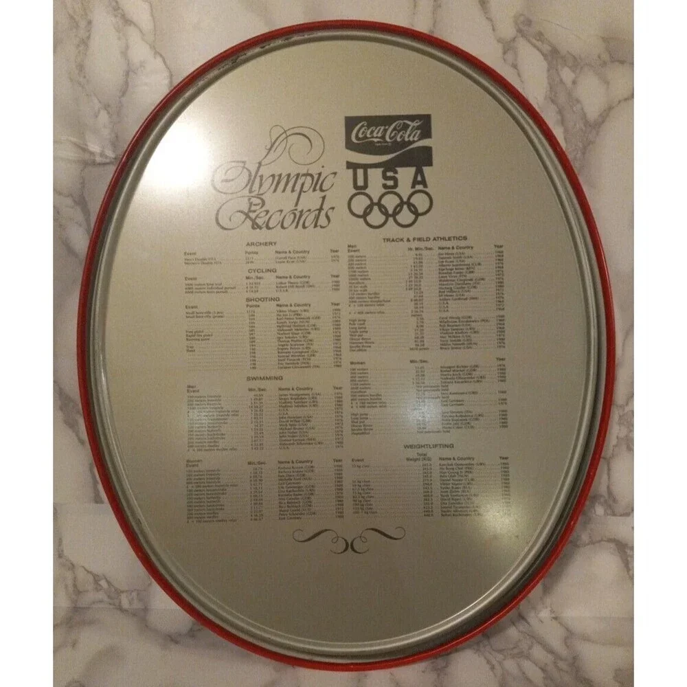 Vintage 1980 Coca-Cola Tun Metal Tray Olympic Records Serving Tray
